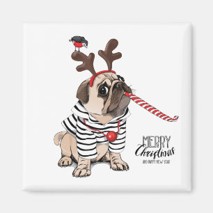 Mopsren för god jul magnet