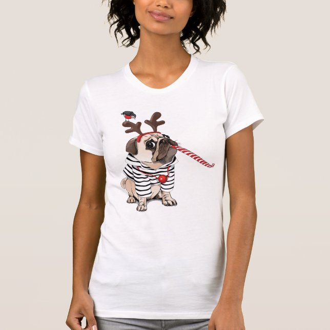 Mopsren för god jul | t shirt (Framsida)