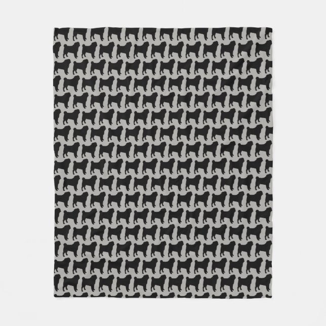 MopsSilhouettesmönster Fleecefilt (Framsidan)