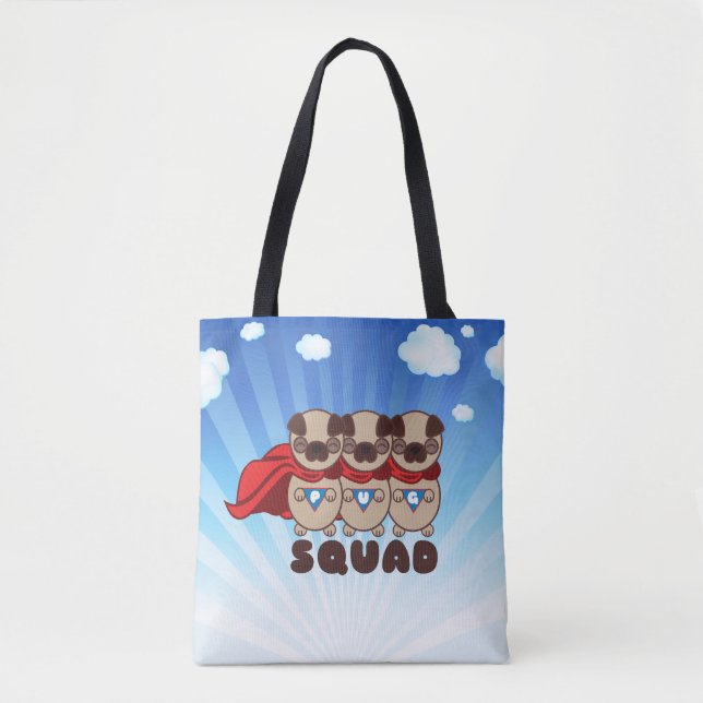 MopsSquad med bakgrund Tygkasse (Framsida)
