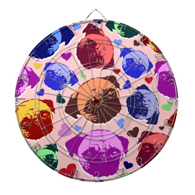 Mopsvalp Hund PopArt Retro Stil Darttavla (Framsidan)