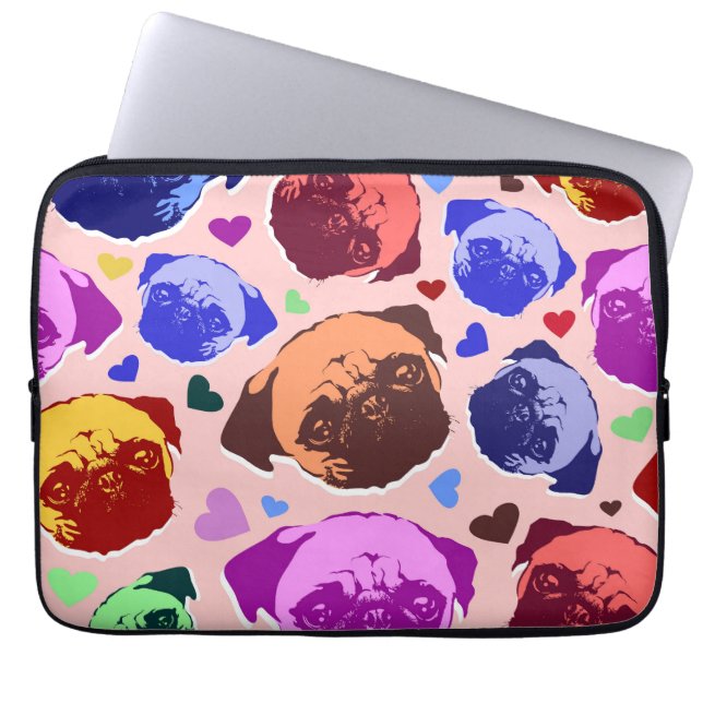 Mopsvalp Hund PopArt Retro Stil Laptop Fodral (Framsidan)