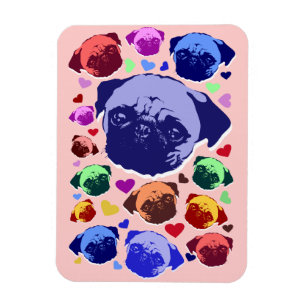 Mopsvalp Hund PopArt Retro Stil Magnet