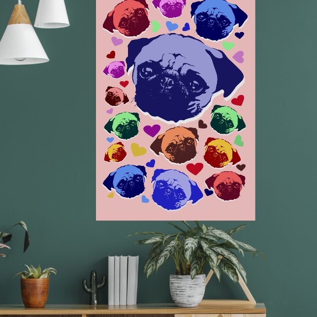 Mopsvalp Hund PopArt Retro Stil Poster (Vardagsrum 1)