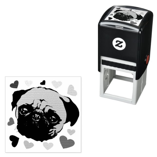Mopsvalp Hund PopArt Retro Stil Självfärgande Stämpel (In Situ)