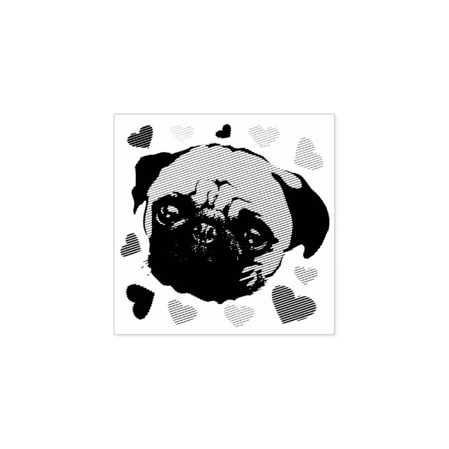 Mopsvalp Hund PopArt Retro Stil Stämpel (Tryck)