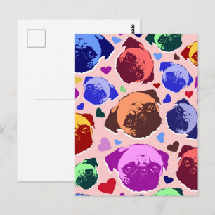 Mopsvalp Hund PopArt Retro Stil Vykort