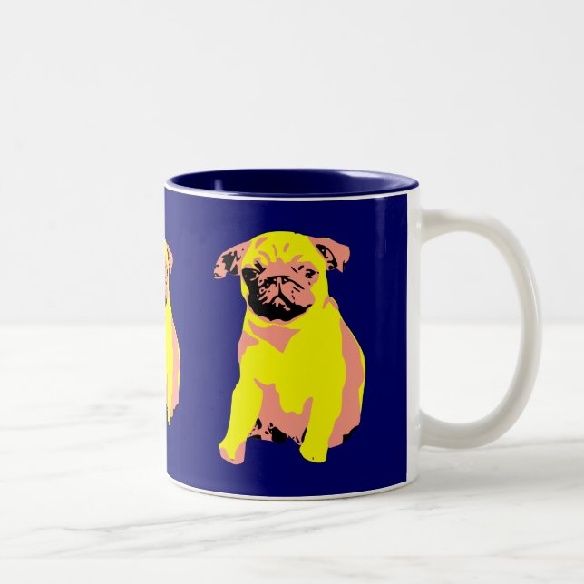 Mopsvalp "Puggy kärlek ", Två-Tonad Mugg (Höger)