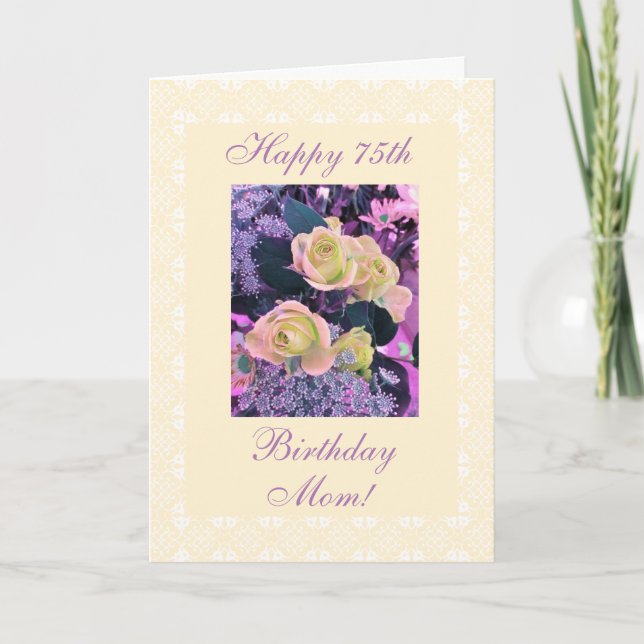 Mor 75:e födelsedagstblommor frisia kort (Framsida)