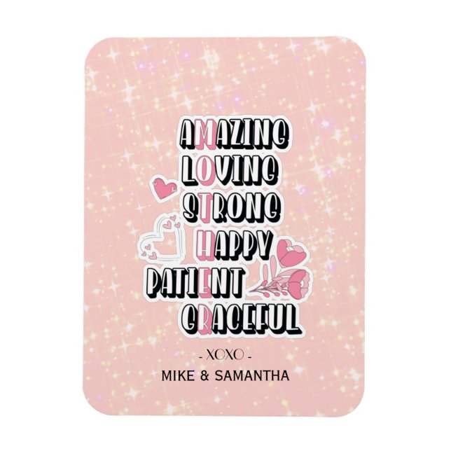 Mor Acronym | BLOMMIGT | Mors dag Gift Magnet (Vertikal)