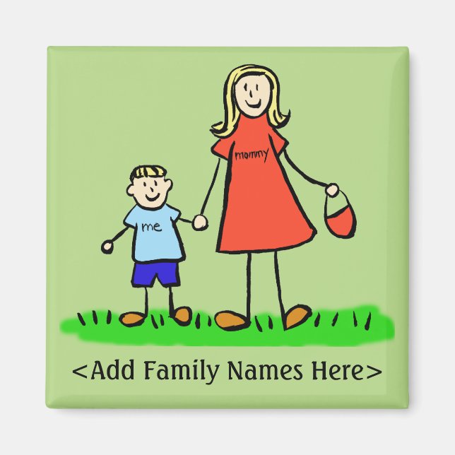 Mor and Son Anpassningsbar Family Character Art Ma Magnet (Framsidan)