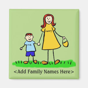 Mor and Son Anpassningsbar Family Character Art Ma Magnet