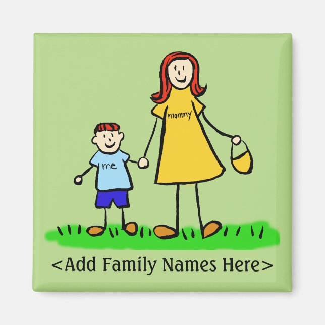 Mor and Son Anpassningsbar Family Character Art Ma Magnet (Framsidan)