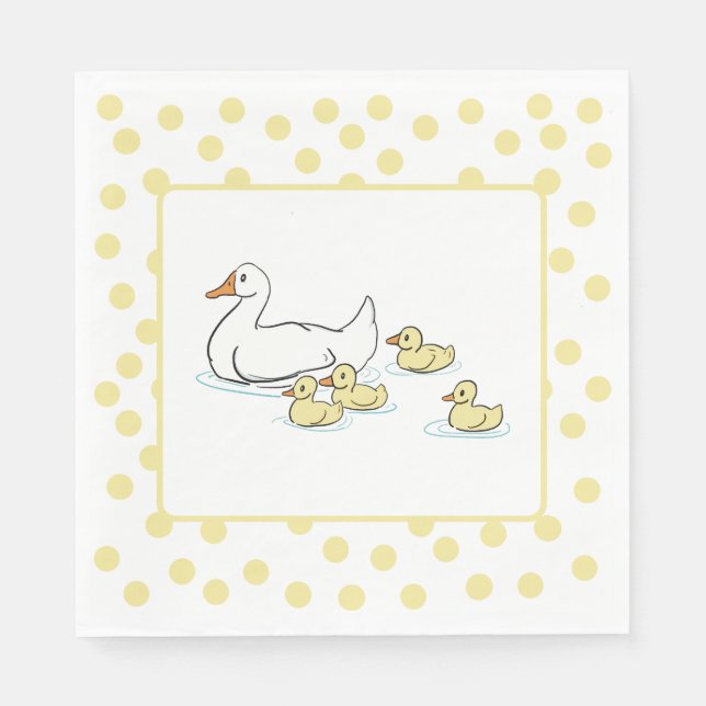 Mor Anka och Duckling Baby Shower Pappersservett (Framsidan)