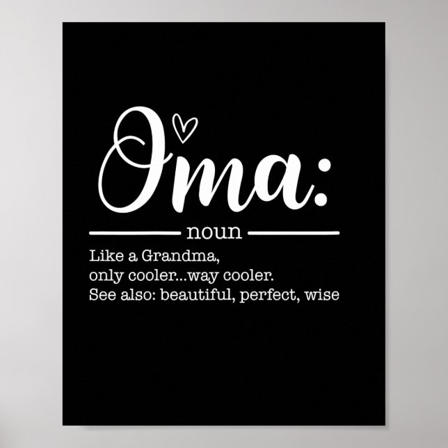 Mor Art Cute Oma Definition Birday Poster (Framsidan)