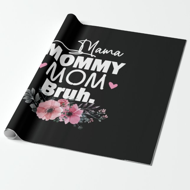 Mor Art | Mamma Mamma Bruh Blommigt Birthday Presentpapper (Utrullad)