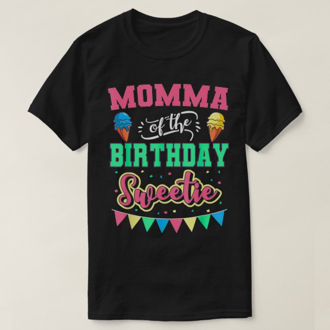 Mor av födelsedagstynglen Ice Cream Bday Party T Shirt (Design framsida)