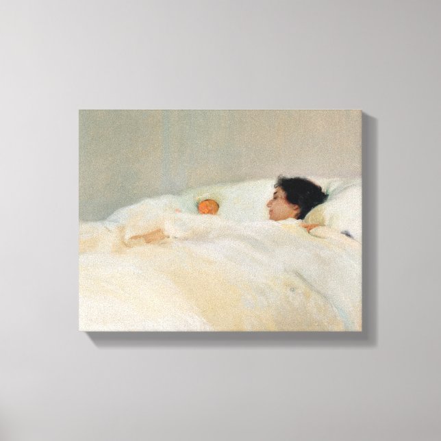 Mor av Joaquin Sorolla Mor och dotter i s Canvastryck (Framsida)