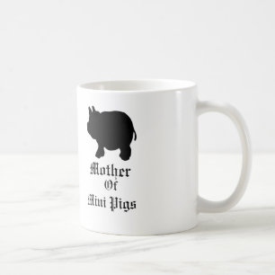 Mor av mini- grisar/med den svart mini- grisen kaffemugg