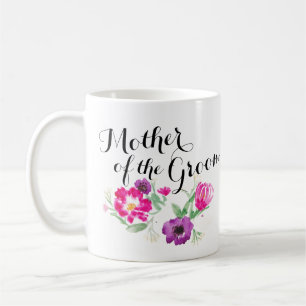 Mor av muggen för brudgumvattenfärgblommor kaffemugg