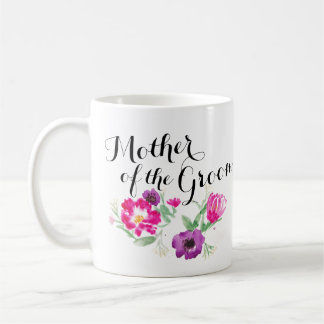 Mor av muggen för brudgumvattenfärgblommor kaffemugg