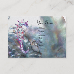 MOR AV PEARL,SEAHORSE MONOGRAM rosa, vitt grått Visitkort