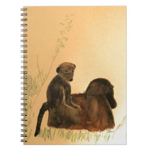 Mor & Baby Baboons - Primates för vildlevande apor Anteckningsbok