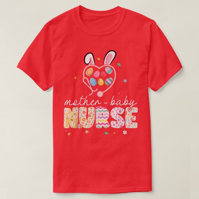 Mor Baby Bunny Nurse Påskägg Stethoscope RN T Shirt (Design framsida)