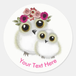 Mor Baby Cute Uggla Rosa White Personlig Runt Klistermärke