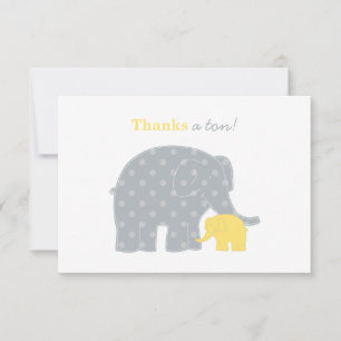 Mor Baby Elefant Gul Grå Prickar Tack Kort