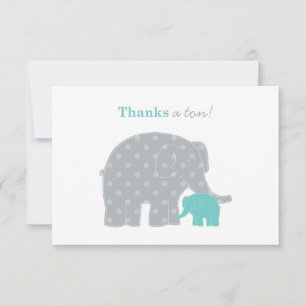 Mor Baby Elefant Teal Grå Prickar Tack Kort