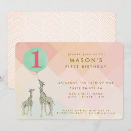 MOR & BABY GIRAFFE & BALLOON | BIRTHDAY INBJUDNINGAR