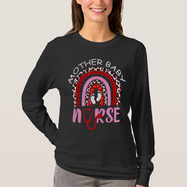 Mor Baby Nurse Rainbow Leopard Stethoscope Vale T Shirt (Framsida)