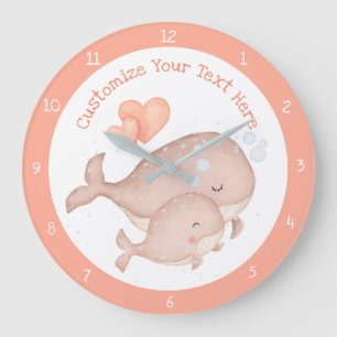 Mor Baby Whale Cute Anime Personalize Stor Klocka