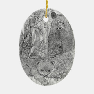 Mor Bear Watching Unge Julgransprydnad Keramik