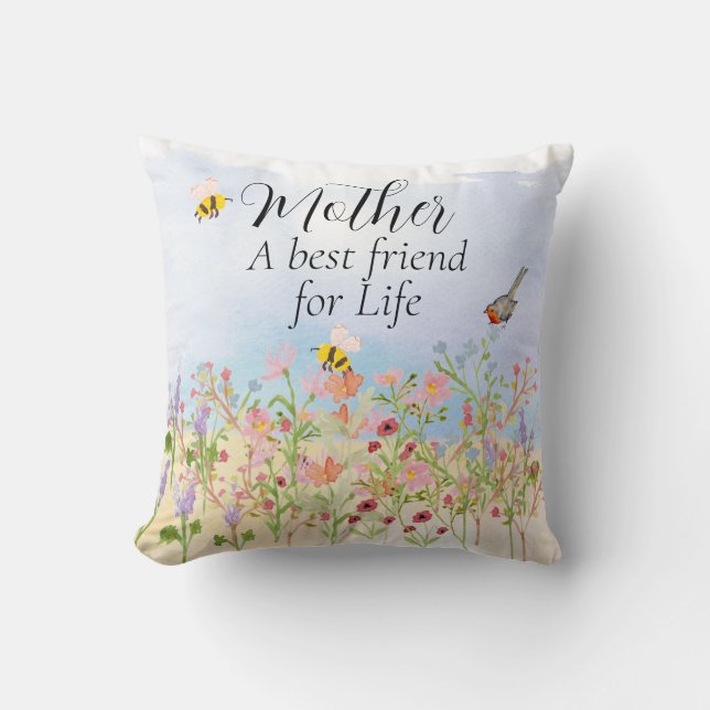 Mor - Best Friend for Life - Wildblomma Garden Kudde (Framsida)