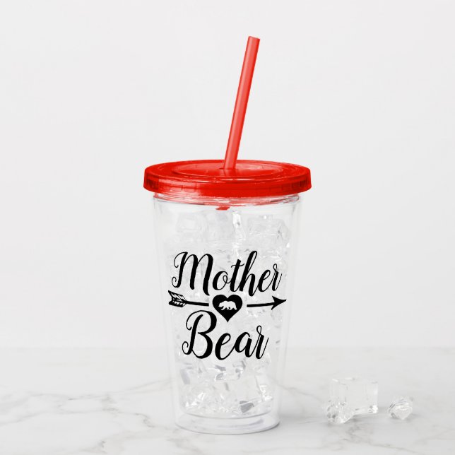 Mor Björnpil med hjärta Take Away Mugg (Baksida Ice)