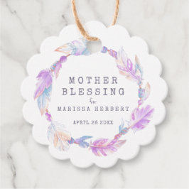 Mor Blessing pärlor fjädrar boho anpassad Gåvor Etiketter