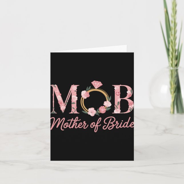 Mor Bride Bröllop Mobster Blommigt  Rosa Diamond R Kort (Framsida)