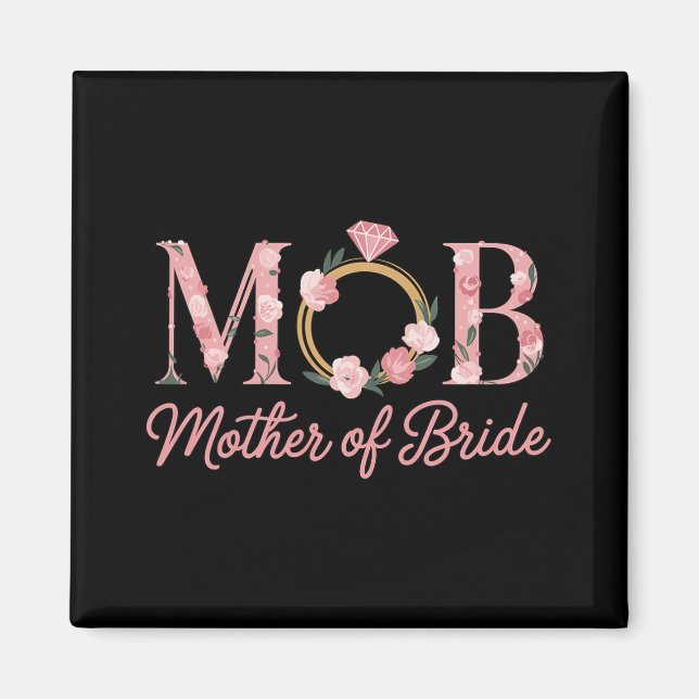 Mor Bride Bröllop Mobster Blommigt  Rosa Diamond R Magnet (Framsidan)
