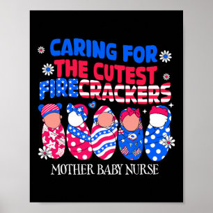 Mor Byby Nurse Patriotic USA flagga American Inde Poster