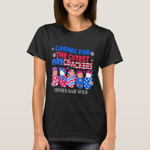Mor Byby Nurse Patriotic USA flagga American Inde T Shirt