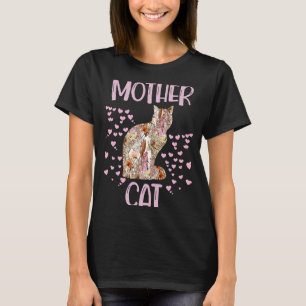 Mor Cat Blommigt Family Mors dag Flowers Hea T Shirt