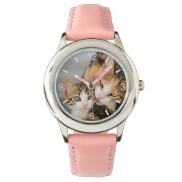 Mor Cat Kärlek Cute Cute Baby Kitten Fotoskylt Armbandsur