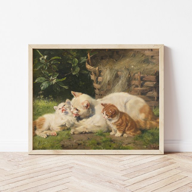 Mor Cat med Kittens | Julius Adam the Younger Poster (Skapare uppladdad)