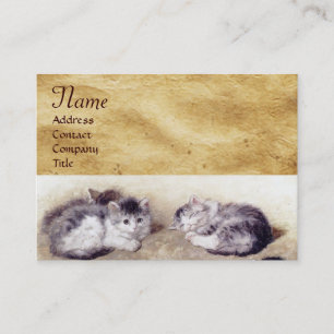 MOR CAT MED KITTENS Parchment Monogram Visitkort