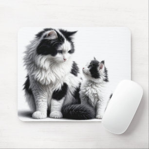 Mor Cat och Kitten On White Musmatta
