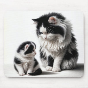 Mor Cat och Kitten On White Musmatta