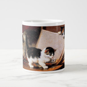 Mor Cat och Kittens på Bord Jumbo Mugg