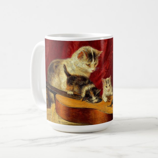 Mor Cat och Kittens spelar med Guitar Kaffemugg (Framsida vänster)